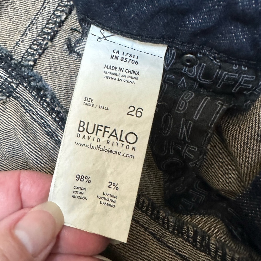 Buffalo David Bitton Jadine Low Rise Stretch Skinny Dark Wash Fading Whiskering - Picture 4 of 8